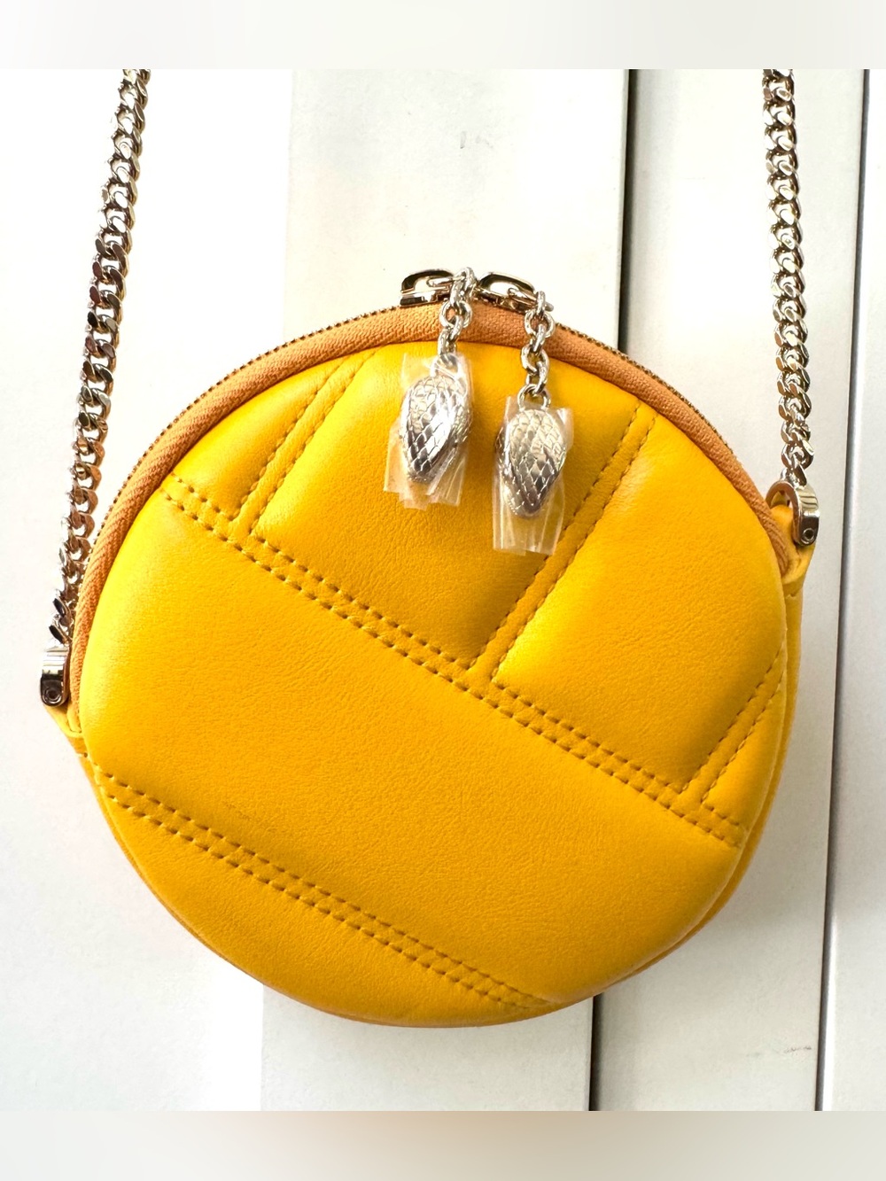 BVLGARI B.Zero1 Yellow Round Leather Mini Crossbody Bag